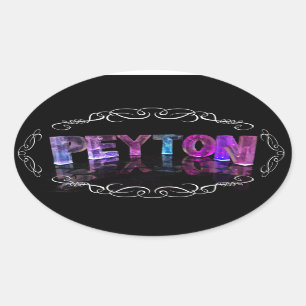 Der NamensPeyton - Name in den Lichtern Ovaler Aufkleber