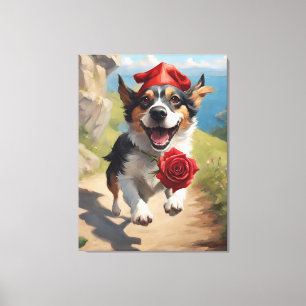 Der Narr aus der Tarot-Karte, in Form eines Hundes Leinwanddruck