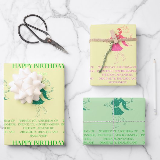 "Der Narr" Tarot Ich Geburtstag Geschenkpapier Set (Vorderseite)