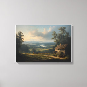Der Nebel über dem Morgensweinberg Leinwanddruck