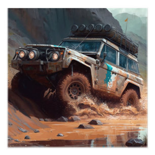 Der Nervenkitzel von Off-Roading durch Schlamm und Fotodruck