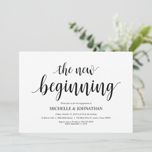 Der Neubeginn: Die Engagement-Partei lädt ein Einladung (Stehend Vorderseite)