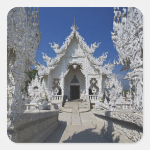 Der neue, ganz weiße Tempel von Wat Rong Khun in Quadratischer Aufkleber