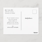 Der neue Hahn des Waldes | Ankündigung Postkarte (Rückseite)