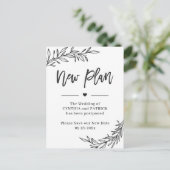 Der neue Hochzeitsplan Rette das neue Datum versch Postkarte (Stehend Vorderseite)