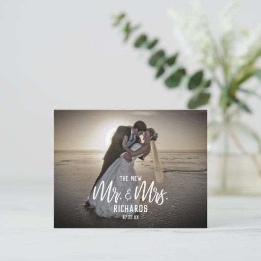 Der neue Mr. & Mrs. Wedding Foto Ankündigung (Stehend Vorderseite)