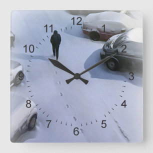 Der neue Schnee Quadratische Wanduhr