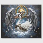 Der neugierige Uhrwerk-Schwan. Geschenkpapier (Flach)