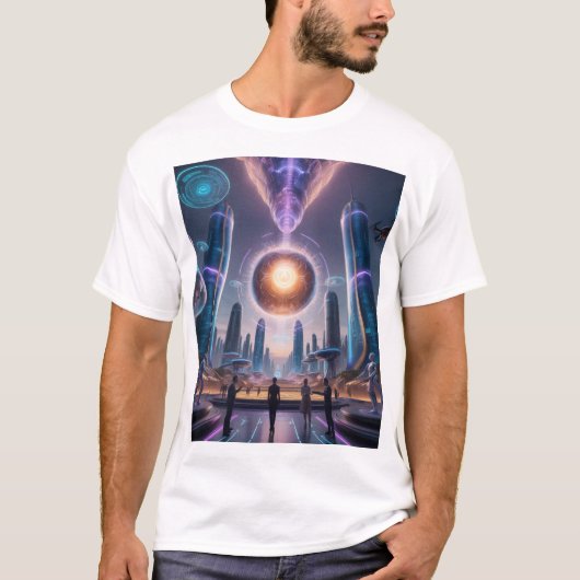 Der Nexus der Innovation: Eine visionäre Zukunft T-Shirt (Vorderseite)