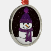 Der Niedliche arsenlose Schneemann Silbernes Ornament (Rechts)