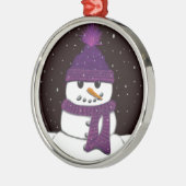 Der Niedliche arsenlose Schneemann Silbernes Ornament (Links)