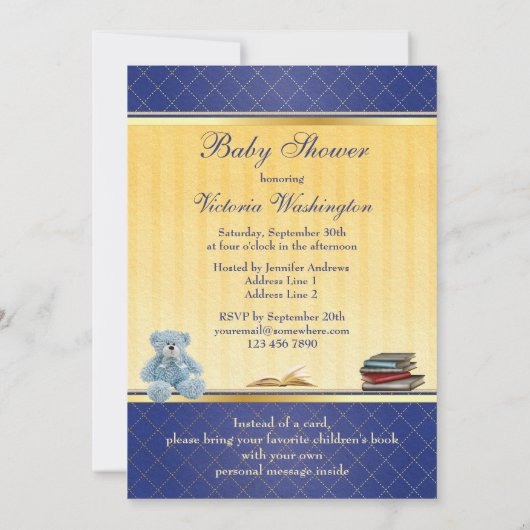 Der niedliche blaue elegante Teddy holen eine Einladung (Rückseite)