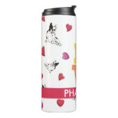 Der Niedliche französische Bulldoghund am Valentin Thermosbecher (Nach links gedreht)