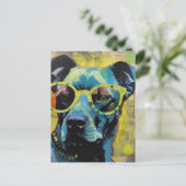 Der Niedliche Hund in der Brillen Collage Postcard Postkarte (Stehend Vorderseite)