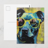 Der Niedliche Hund in der Brillen Collage Postcard Postkarte (Vorne/Hinten)