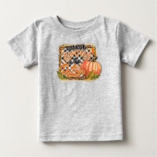 Der niedliche Kürbis in den Pflaster fällt Kariert Baby T-shirt