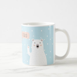 Der niedliche Polarbär im Schnee sagt Hallo + NAME Kaffeetasse