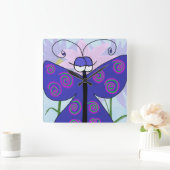 Der Niedliche Schmetterling mit einer höflichen Ma Quadratische Wanduhr (Zuhause)