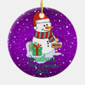 Der niedliche Schneemann des Babys in seiner moder Keramik Ornament (Hinten)