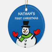 Der niedliche Schneemann des Babys personalisiert Keramik Ornament (Links)