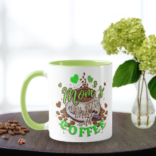Der niedliche Tag der Grünen Mama wird mit Kaffee  Tasse