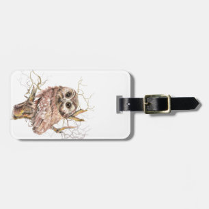 Der niedliche Watercolor sah Whet Eule, Vogel Gepäckanhänger