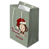 Der niedliche Weihnachtsaffe des Babys Mittlere Geschenktüte (Vorderseite Schrägansicht)