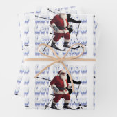 Der Niedliche Weihnachtsmann auf den Skiern lässt Geschenkpapier Set (Beispiel)