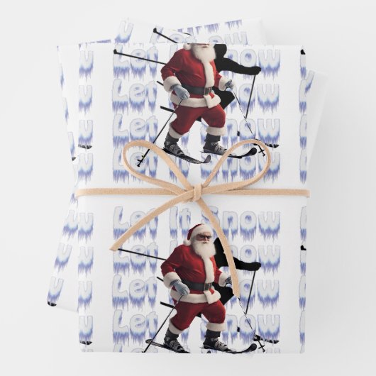Der Niedliche Weihnachtsmann auf den Skiern lässt  Geschenkpapier Set (Beispiel)