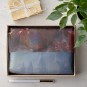 Der niedliche Weihnachtsmann lächelt mit Weihnacht Seidenpapier (Geschenk)