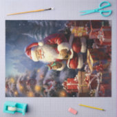 Der niedliche Weihnachtsmann lächelt mit Weihnacht Seidenpapier (Basteln)