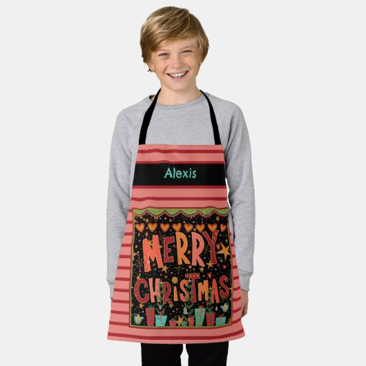 Der Niedliche Weihnachtsname des Kindes Pink Schürze (Getragen)