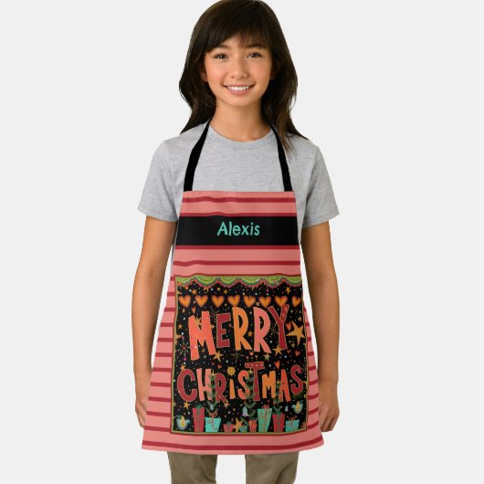 Der Niedliche Weihnachtsname des Kindes Pink Schürze (Insitu)