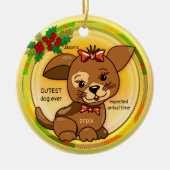 Der Niedliche Welpenhund des Weihnachtsmanns Keramik Ornament (Vorne)