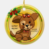 Der Niedliche Welpenhund des Weihnachtsmanns Keramik Ornament (Hinten)