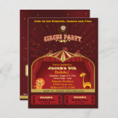 Der niedliche Zirkus des Kindes etikettiert Einladung (Vorne/Hinten)