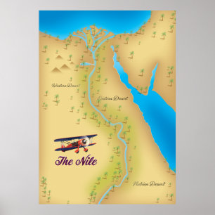 Der Nil Vintage-Stil alte Kartenposter Poster