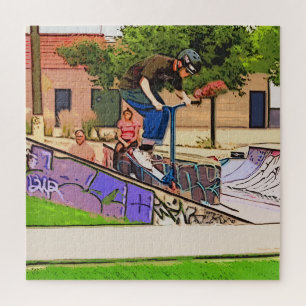 Der Nosedive Landing - Scooter Fahrer Trick Puzzle