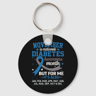 Der November ist Monat blau und grau für Diabetes Schlüsselanhänger