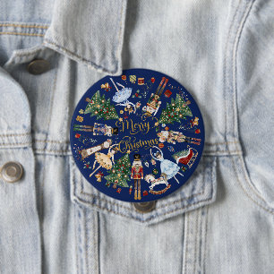 Der Nussknacker Ballett Vintage Frohe Weihnachten Button