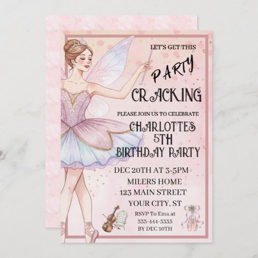 Der Nussknacker Weihnachtsballett Geburtstag Einladung (Vorne/Hinten)