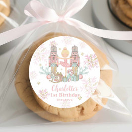 Der Nutcracker Ballett rot Rosa 1. Geburtstag Runder Aufkleber