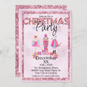 Der Nutcracker Christmas Watercolor Pink-Glitzer Einladung (Vorne/Hinten)