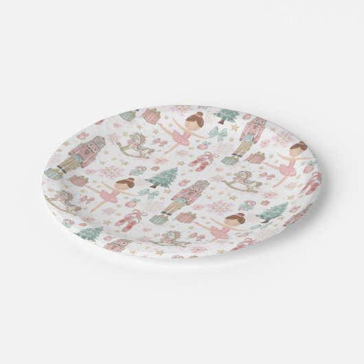 Der Nutcracker Pink Weihnachtsballett 1. Geburtsta Pappteller (Schrägansicht)