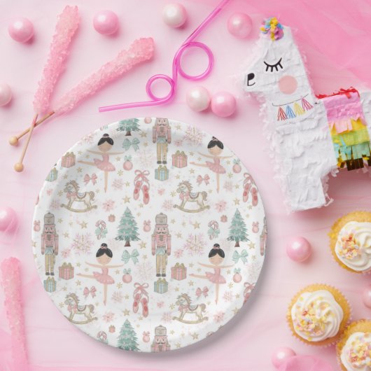Der Nutcracker Pink Weihnachtsballett 1. Geburtsta Pappteller (Party)