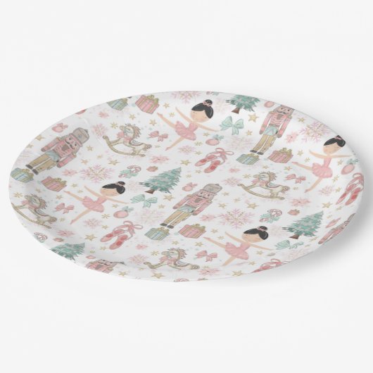 Der Nutcracker Pink Weihnachtsballett 1. Geburtsta Pappteller (Schrägansicht)