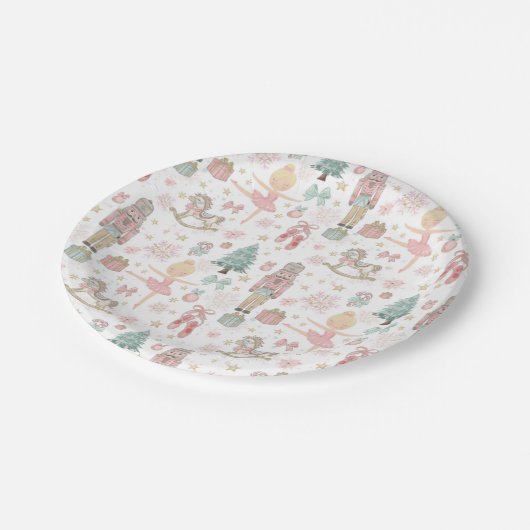 Der Nutcracker Pink Weihnachtsballett 1. Geburtsta Pappteller (Schrägansicht)