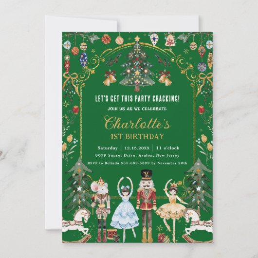 Der Nutcracker Weihnachten 1. Geburtstag Einladung (Vorderseite)