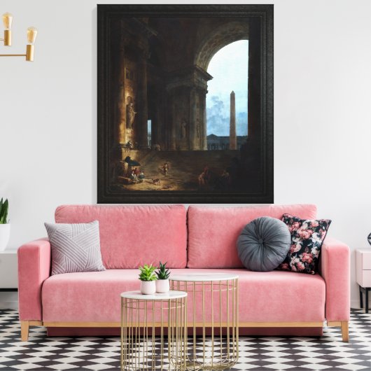 Der Obelisk von Hubert Robert Leinwanddruck (Insitu (Wohnzimmer))