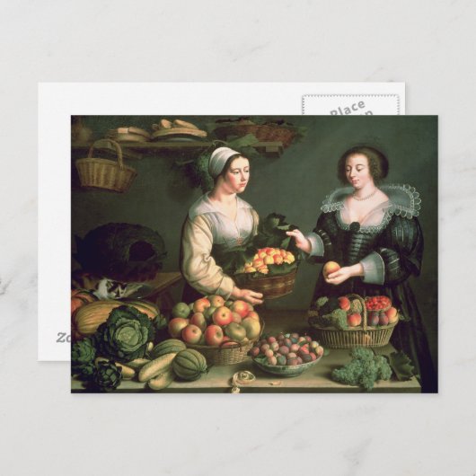 Der Obst- und Gemüsehändler Postkarte (Vorne/Hinten)